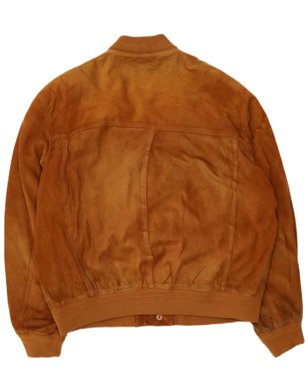 Forester Chaqueta bomber de ante para hombre UK 40 Large Beige Leather