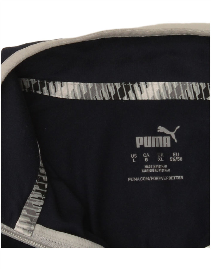Puma Hombre Zip Neck Jersey Chándal Top XL Azul Marino Colorblock