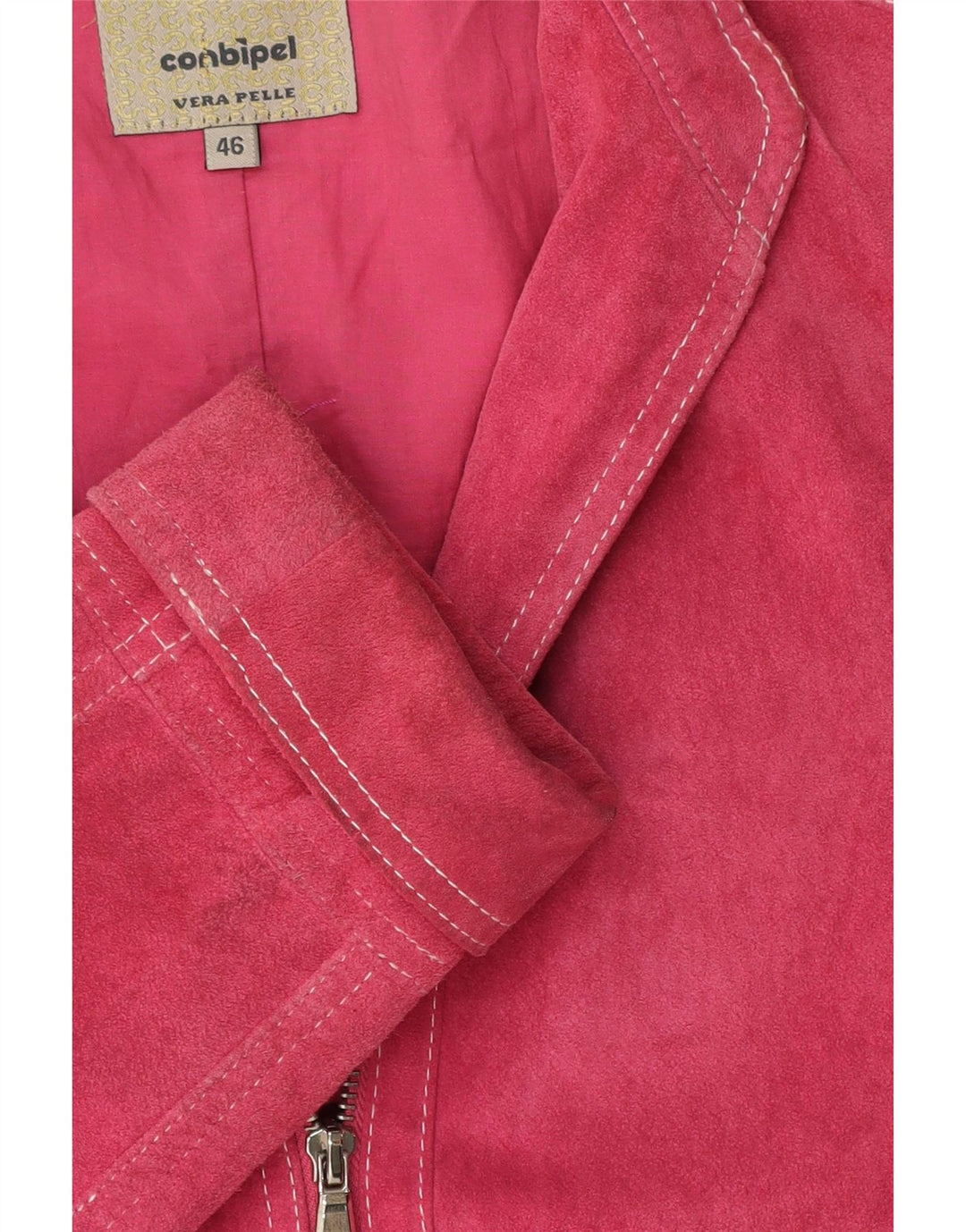 Conbipel Chaqueta de ante para mujer IT 46 Cuero rosa grande