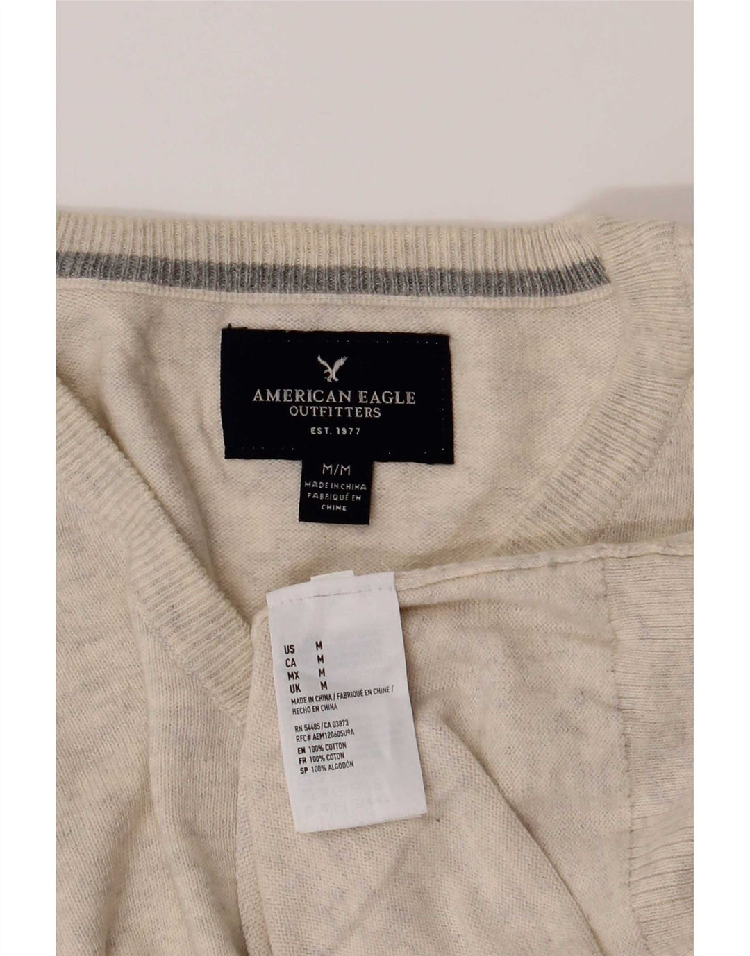 American Eagle Outfitters Jersey con cuello en V para hombre con moteado beige medio