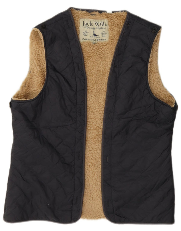 Jack Wills Chaleco acolchado abierto Sherpa para mujer Reino Unido 44 Algodón gris grande