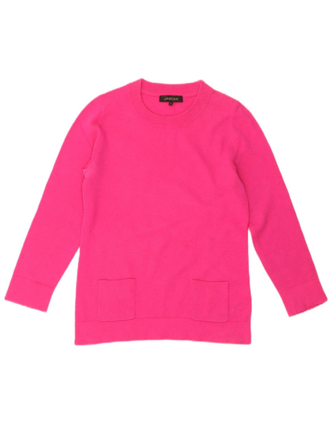 Jaeger Jersey de cuello redondo para mujer UK 10 Small Pink Wool
