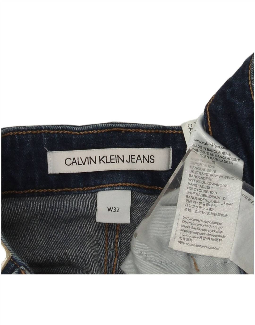 Pantalones cortos de mezclilla para hombre Calvin Klein W32 Algodón azul medio