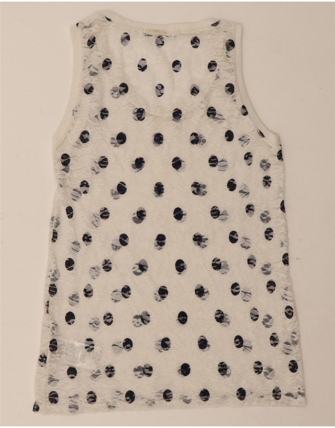 LIU JO Womens Sleeveless Blouse Top UK 12 Medium White Polka Dot Polyamide Vintage Liu Jo and Second-Hand Liu Jo from Messina Hembry 