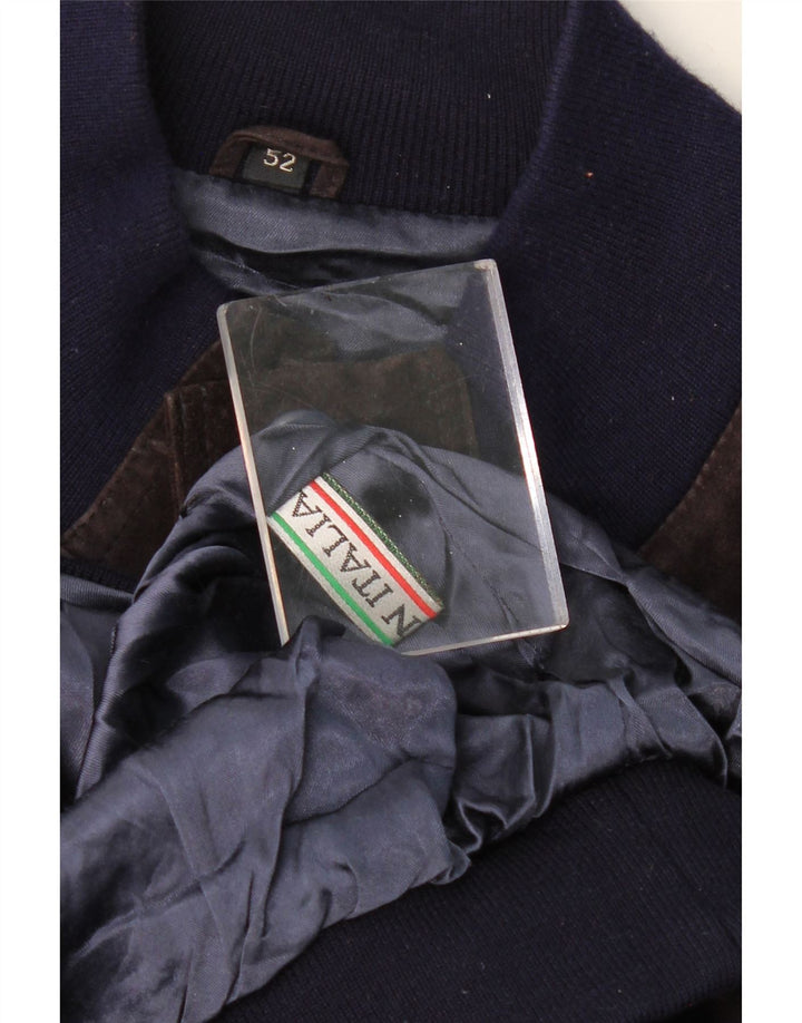 VINTAGE Chaqueta bomber de ante para hombre IT 52 XL Púrpura