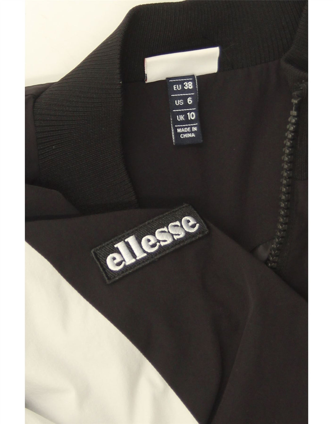 Ellesse Mujer Crop Chándal Top Chaqueta UK 40 Small Negro Colorblock