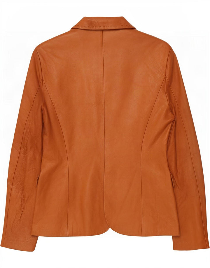 Atos Lombardini Chaqueta Blazer de Cuero con 3 Botones para Mujer IT 46 Large Brown