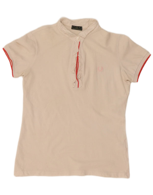 Fred Perry Polo para mujer UK 44 Grande Algodón blanco