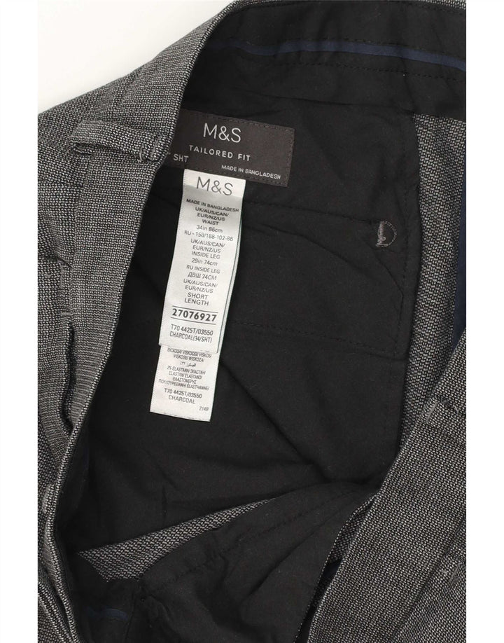 Marks & Spencer Pantalón de traje a medida para hombre W34 L28 Poliéster gris