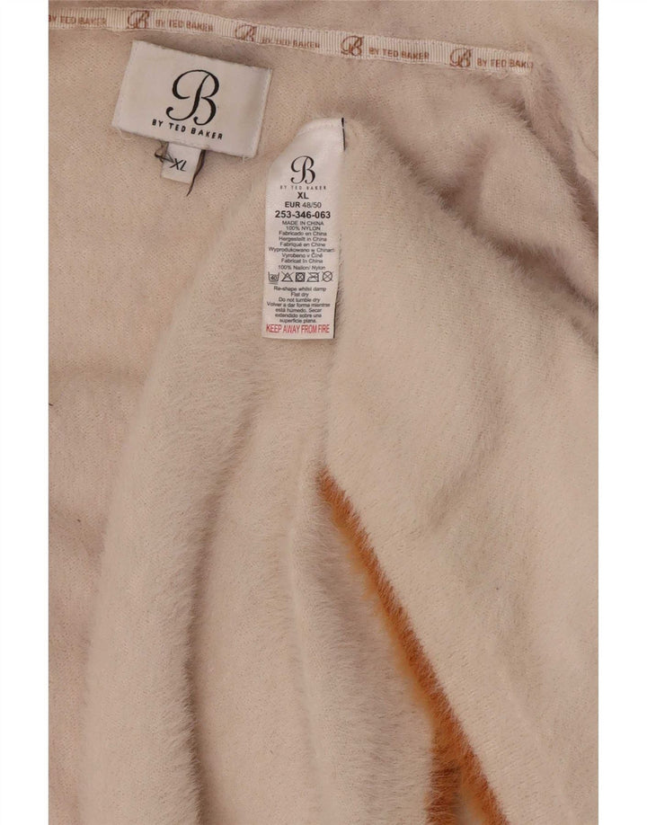 Ted Baker Suéter tipo cárdigan abierto de corte largo y extragrande para mujer UK 40 XL Beige