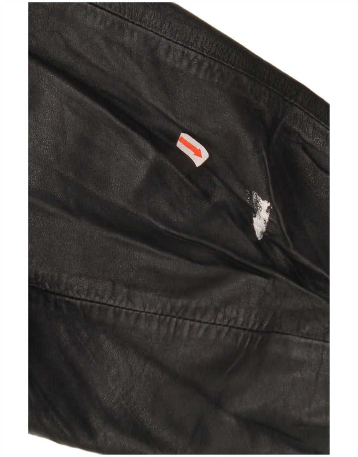 VINTAGE Chaqueta de cuero de gran tamaño para mujer EU 42 Cuero negro grande