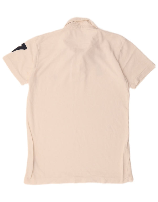 French Connection Polo gráfico para hombre de algodón blanco roto pequeño