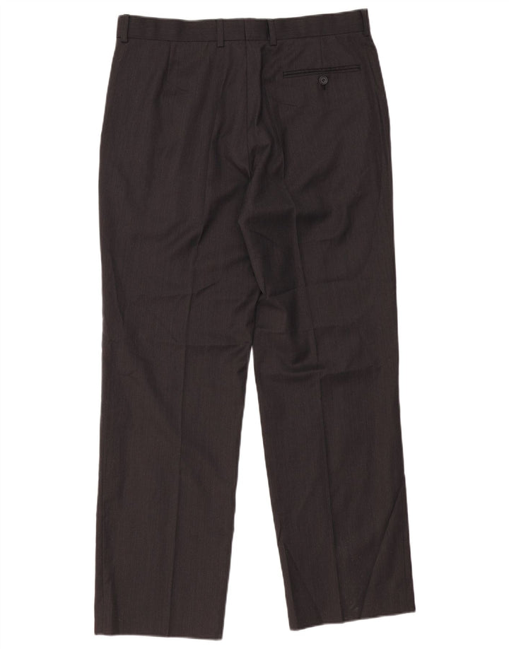 MARKS & SPENCER Pantalón de traje recto para hombre W34 L31 Lana gris