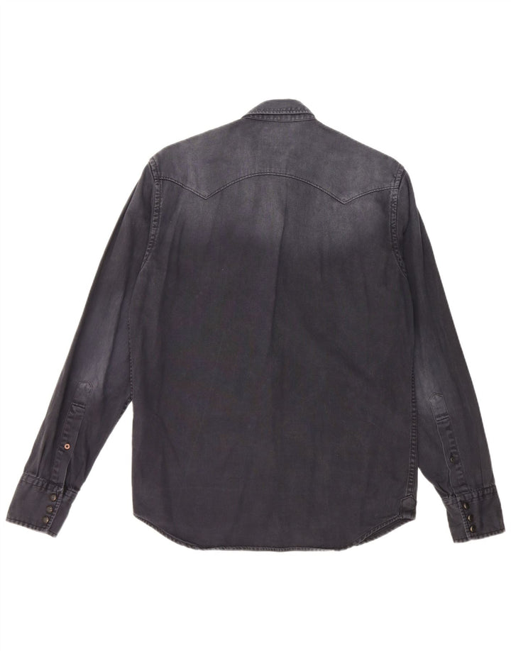 REPLAY Camisa vaquera teñida en prenda para hombre Algodón azul marino medio