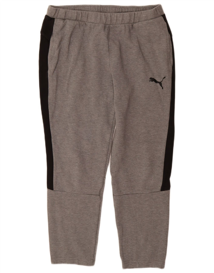 PUMA Pantalones de chándal para hombre de algodón color block en gris grande