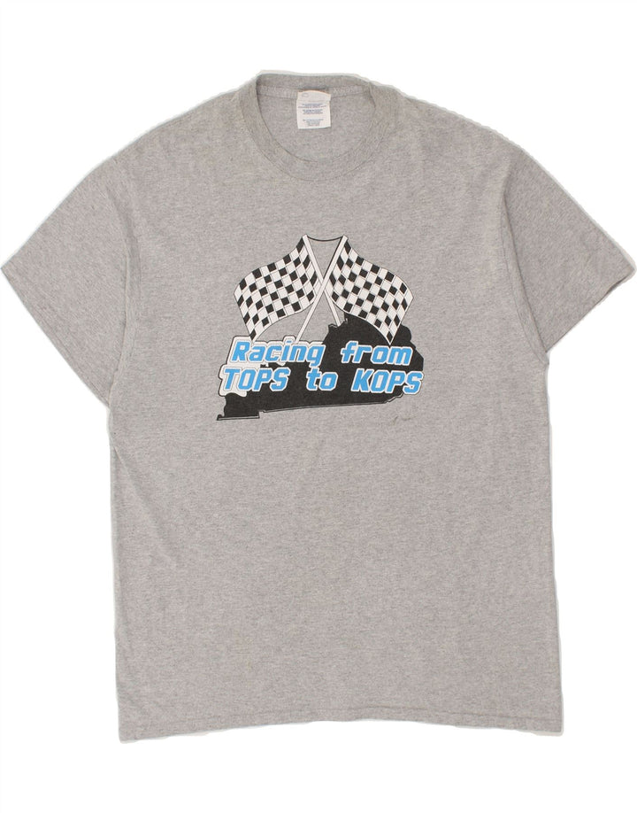VINTAGE Mens Graphic T-Shirt Top Medium Grey Cotton Vintage Vintage and Second-Hand Vintage from Messina Hembry 