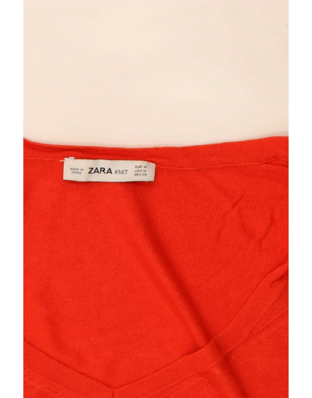 Zara Suéter Corto con Cuello en V para Mujer UK 40 Mediano Rojo