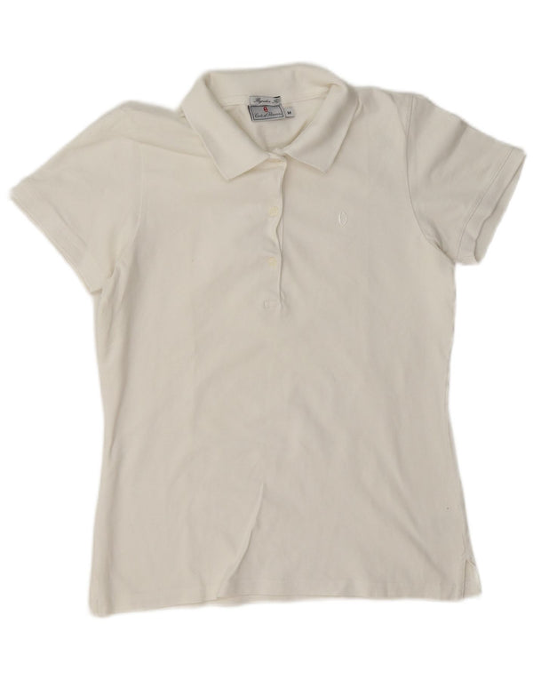 Conte of Florence Polo de ajuste regular para mujer UK 44 Algodón blanco mediano