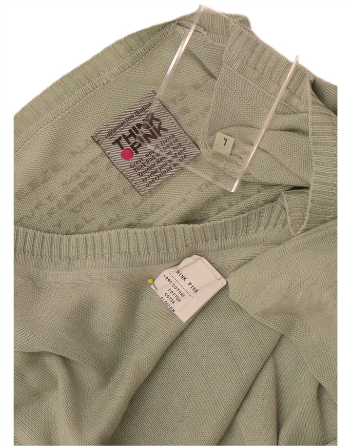 Think Pink Jersey con cuello en V para hombre, talla grande, algodón verde