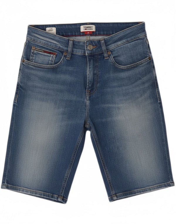 Tommy Hilfiger Pantalones cortos de mezclilla delgados para hombre W28 Algodón azul pequeño