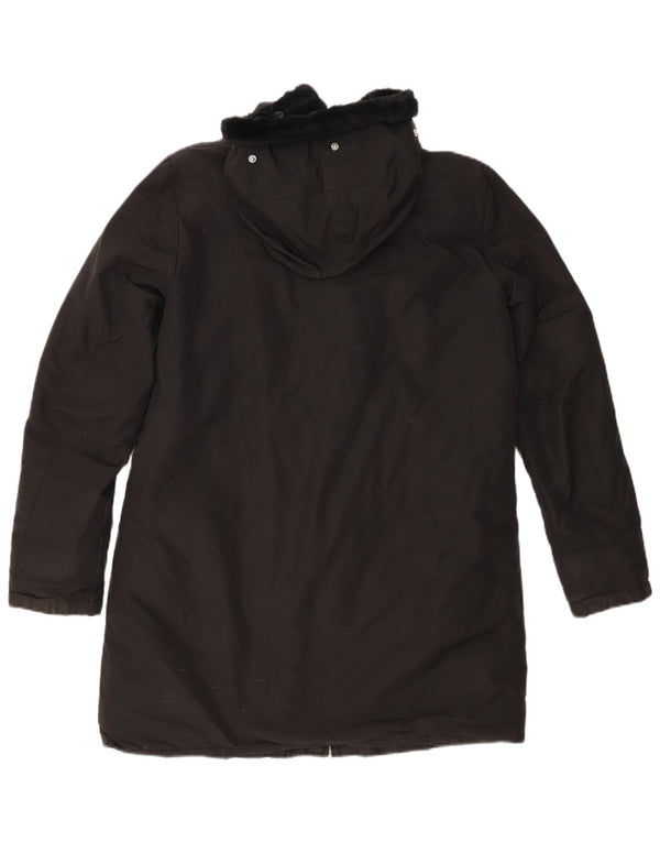 Zara Mujer Abrigo Cortavientos Con Capucha UK 40 Small Negro
