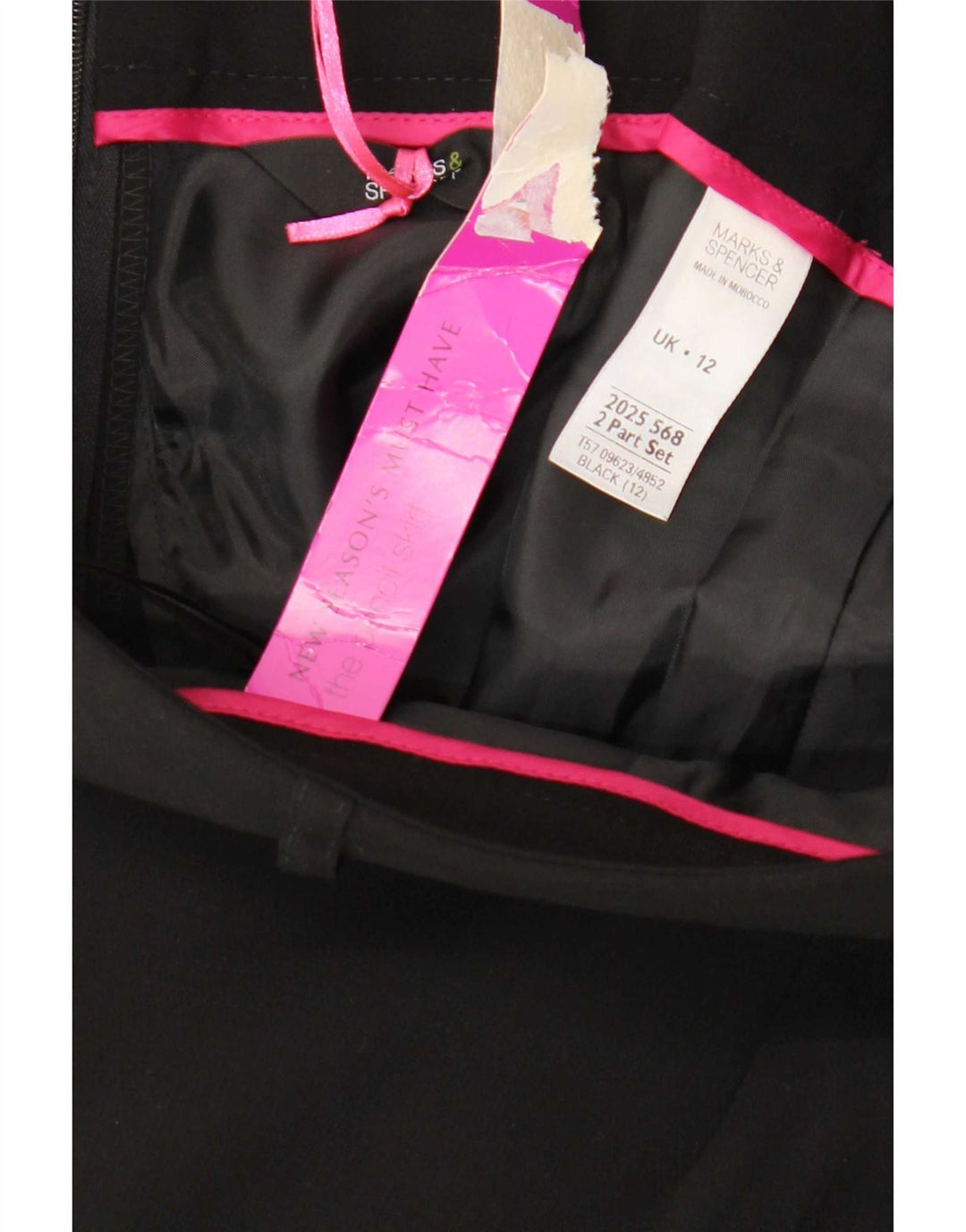 Marks & Spencer Falda lápiz para mujer UK 12 Medium W30 Poliéster negro