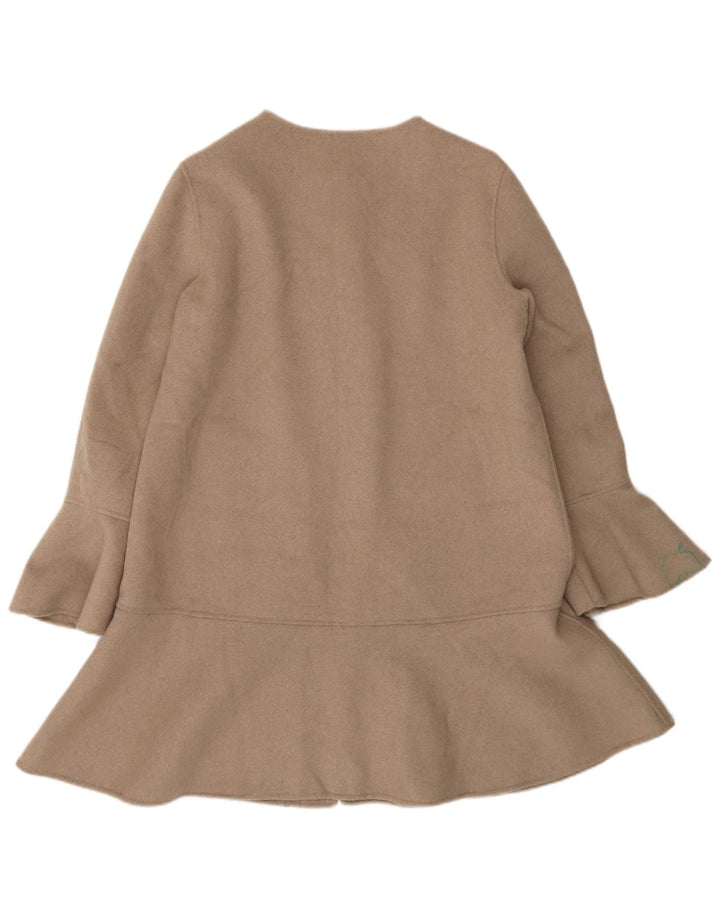 Zara Mujer Abrigo Hecho A Mano Reino Unido 44 Lana Beige Mediana