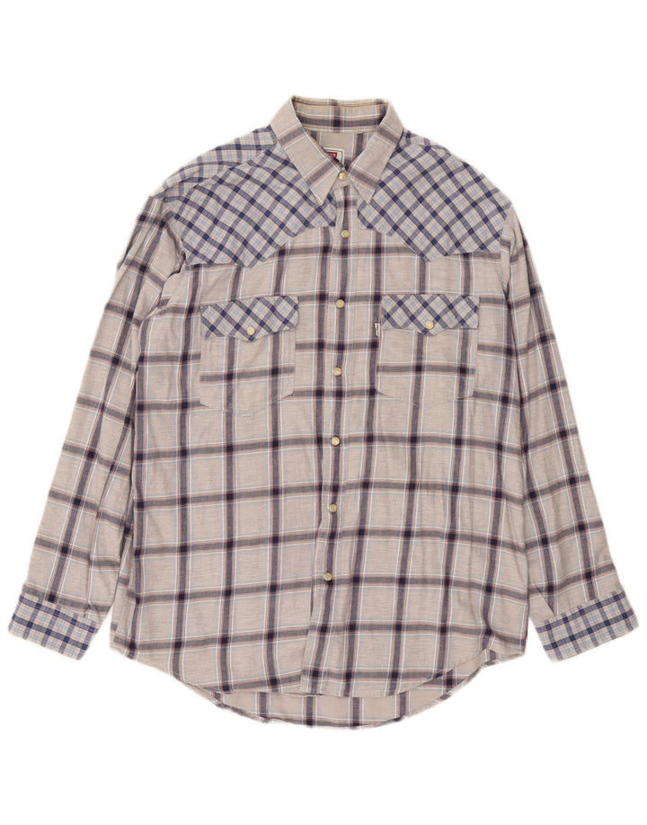 Camisa Levi's para hombre de algodón a cuadros grises grandes