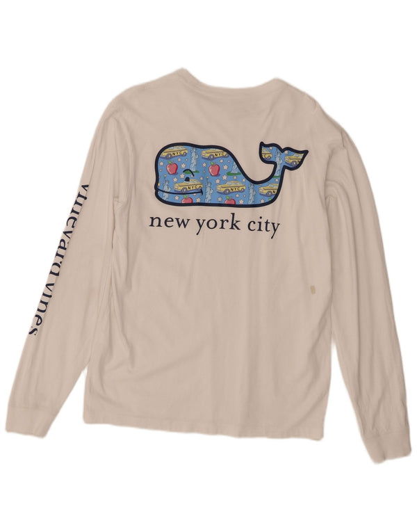 Vineyard Vines Top gráfico para hombre de manga larga XS Algodón blanco