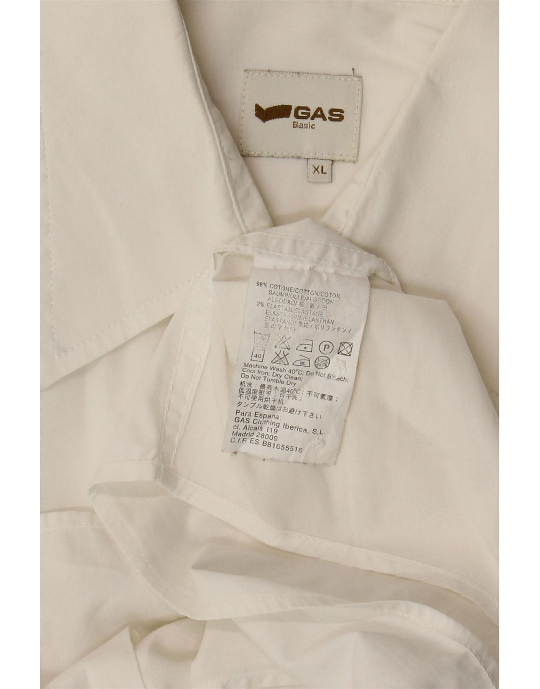 Camisa Gas Hombre XL Algodón Blanco