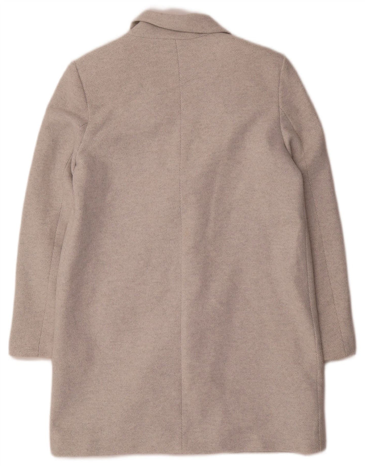 Zara Mujer Abrigo Cruzado UK 44 Poliéster Gris Medio