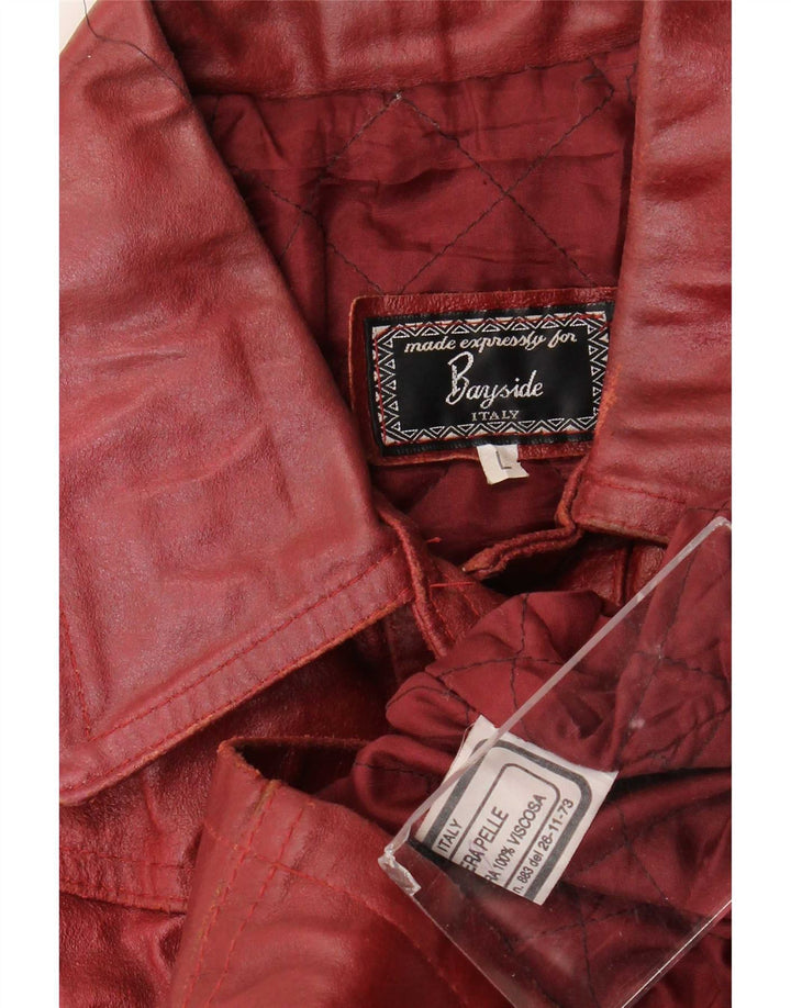 Bayside Chaqueta de cuero para mujer Reino Unido 44 Grande Borgoña