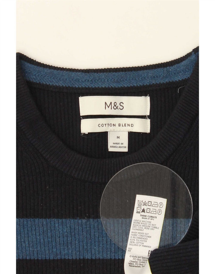 Marks & Spencer - Jersey de cuello redondo para hombre, poliéster, color azul marino medio