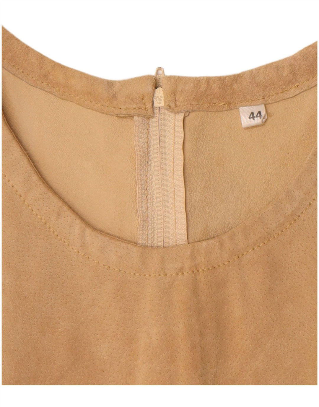 VINTAGE Vestido de tubo de ante sin mangas para mujer IT 44 Cuero beige medio