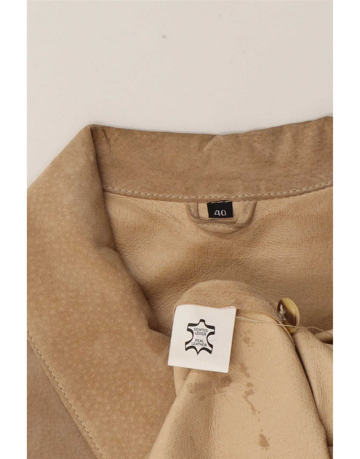 Vintage mujer ante Gilet EU 40 cuero beige medio