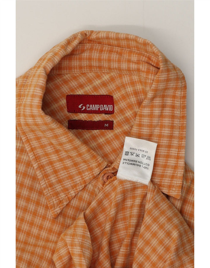 CAMP DAVID Camisa para hombre Algodón a cuadros naranja mediano