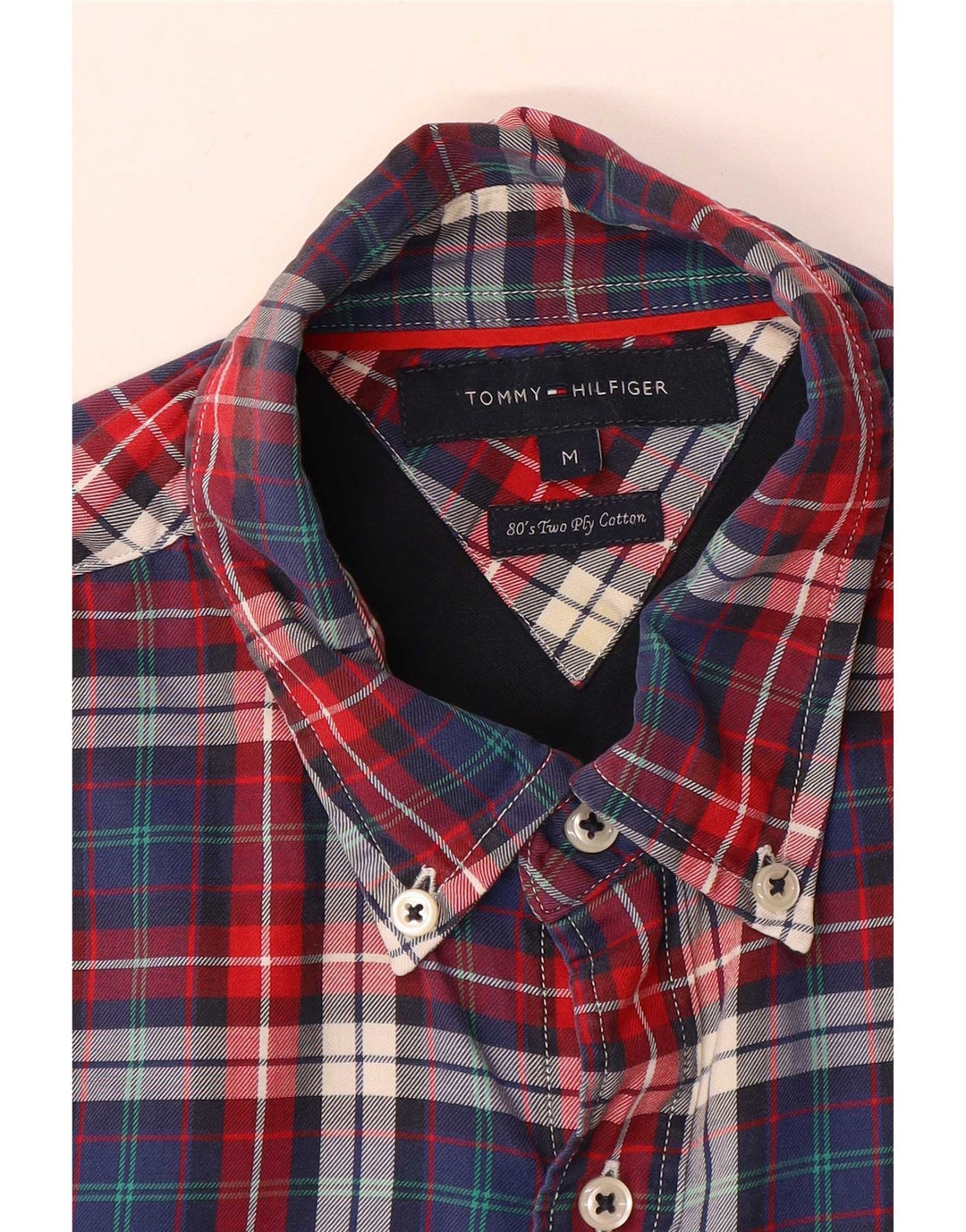 Camisa Tommy Hilfiger Hombre Algodón A Cuadros Rojo Mediano
