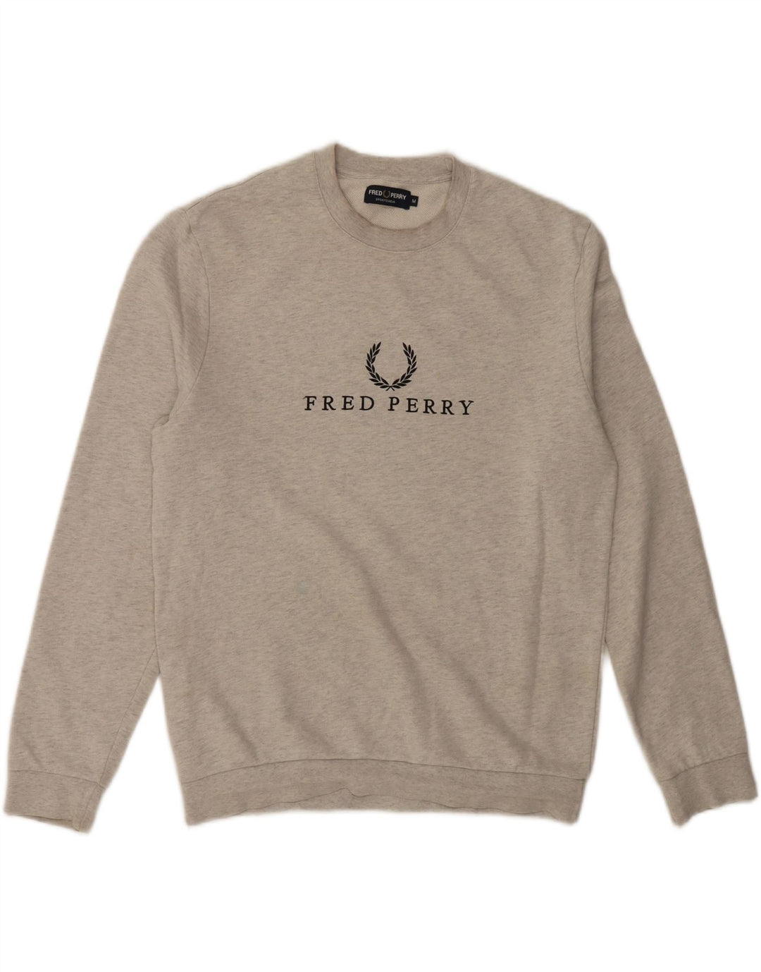 Fred Perry Hombre Sudadera Gráfica Jersey De Algodón Gris Medio