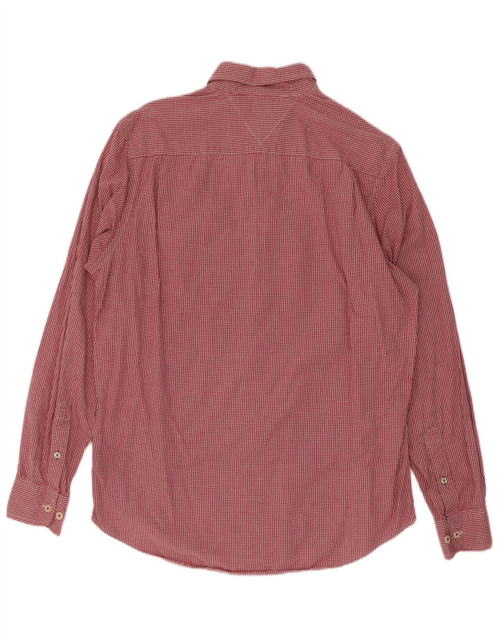 Tommy Hilfiger Camisa de corte clásico para hombre de algodón a cuadros rojo pequeño