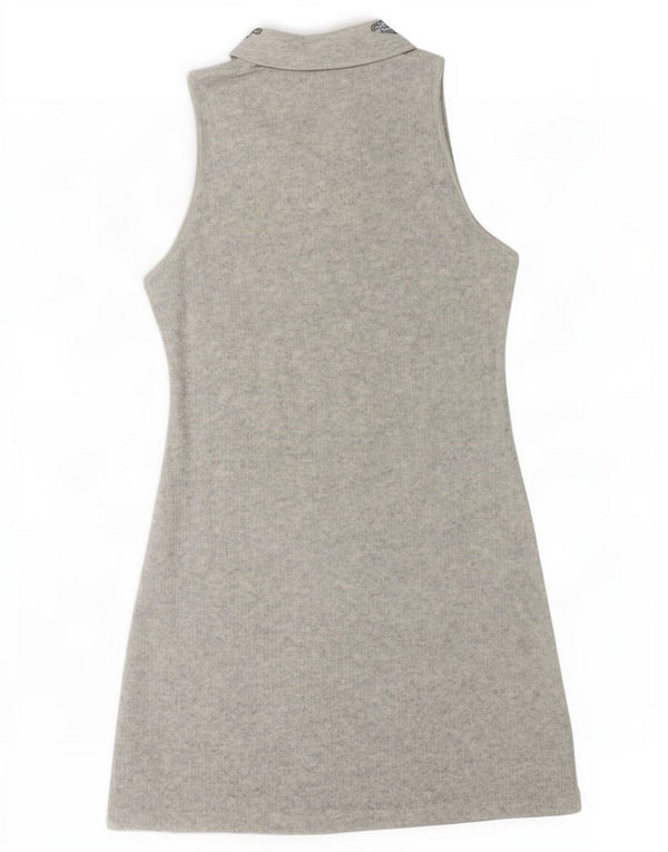 Vintage mujer sin mangas polo vestido Reino Unido 12 algodón gris medio