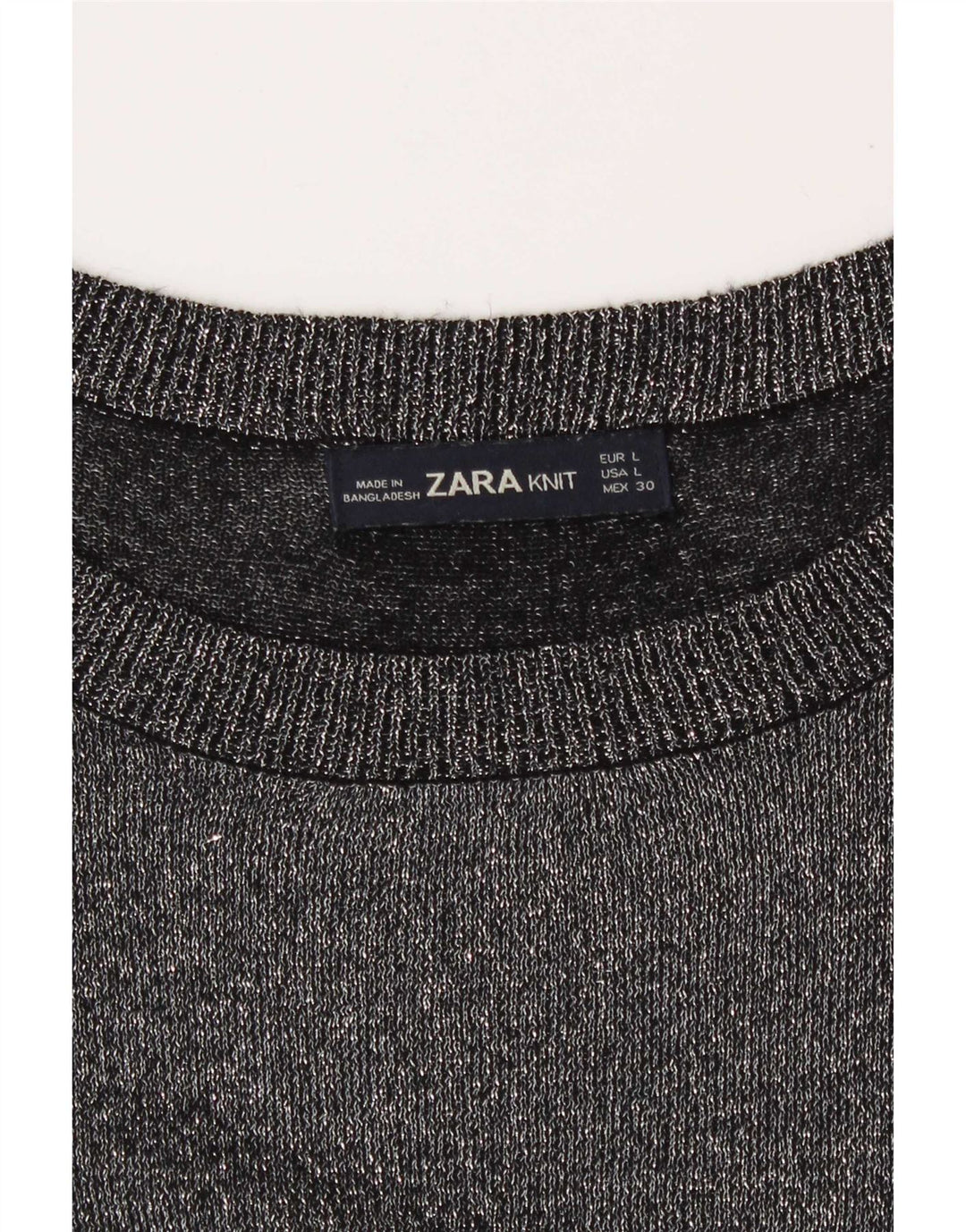 Zara Mujer Top Manga Larga UK 46 Grande Gris