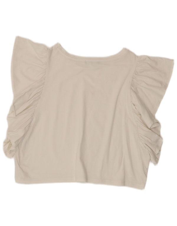 Benetton Blusa Corta Extragrande Mujer UK 40 Small Blanco