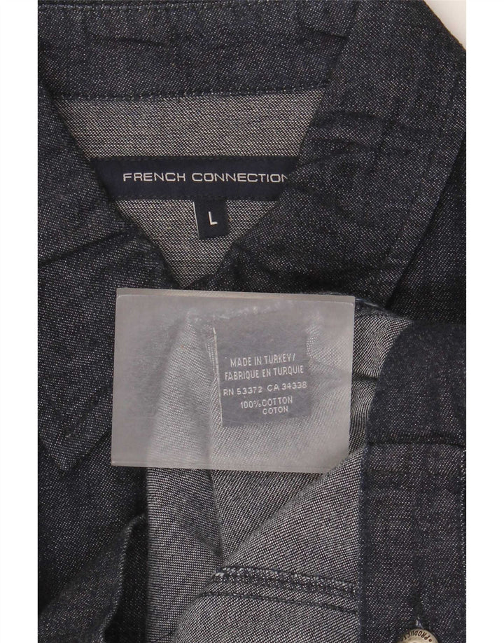 French Connection Chaqueta bomber vaquera para hombre UK 40 Grande Algodón azul marino