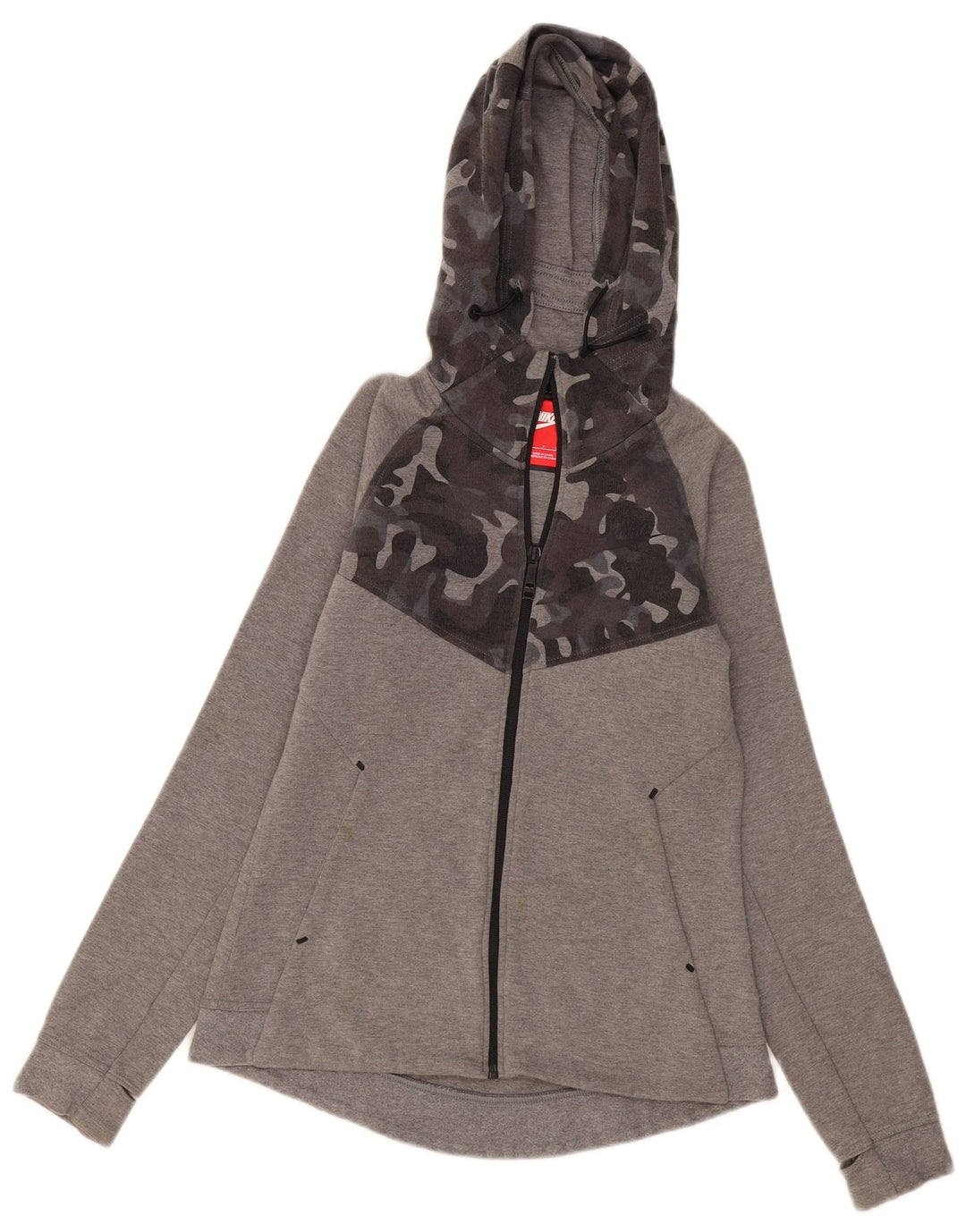 Nike - Sudadera con capucha y cremallera para mujer, talla 10, algodón gris pequeño