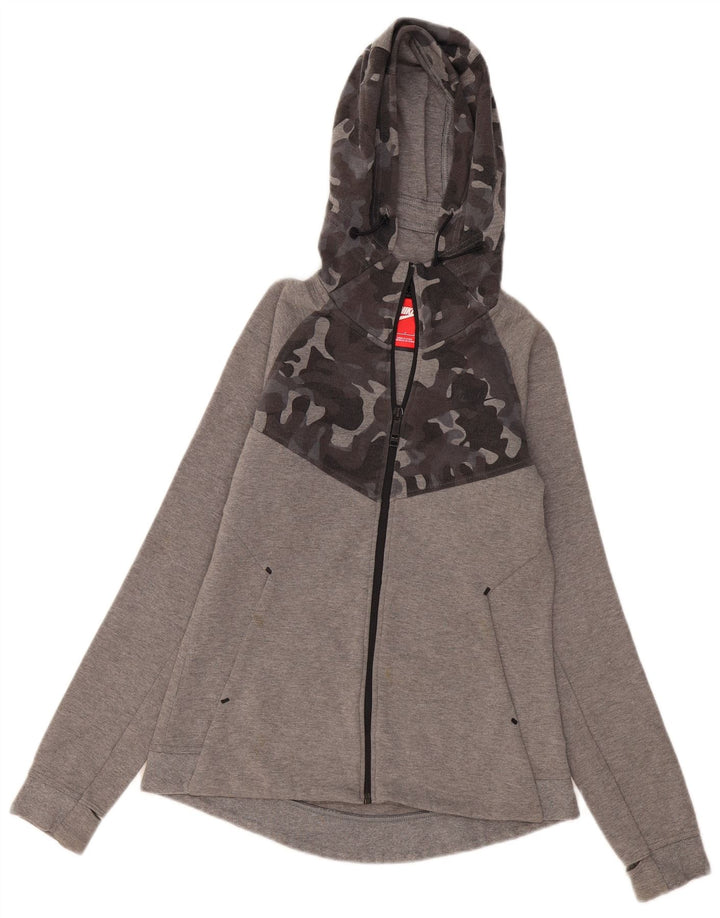 Nike - Sudadera con capucha y cremallera para mujer, talla 10, algodón gris pequeño