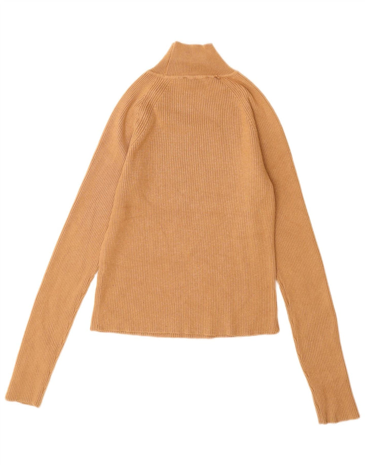 Zara Jersey con cuello alto para mujer, talla 42, viscosa beige mediana