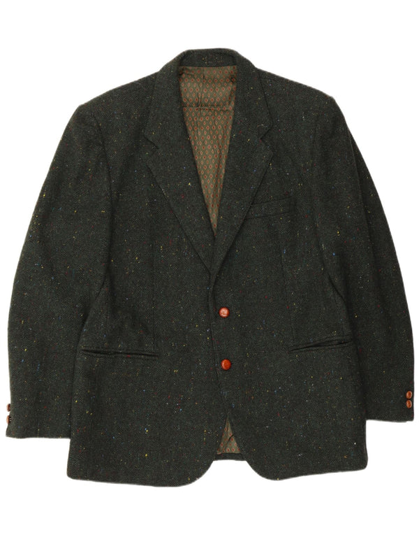 Benetton Chaqueta Americana De 2 Botones IT 50 Large De Lana Verde Moteada