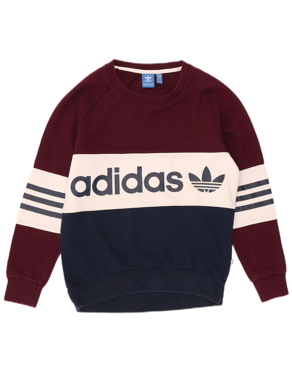 Adidas - Sudadera gráfica para mujer, talla 6, XS, color burdeos