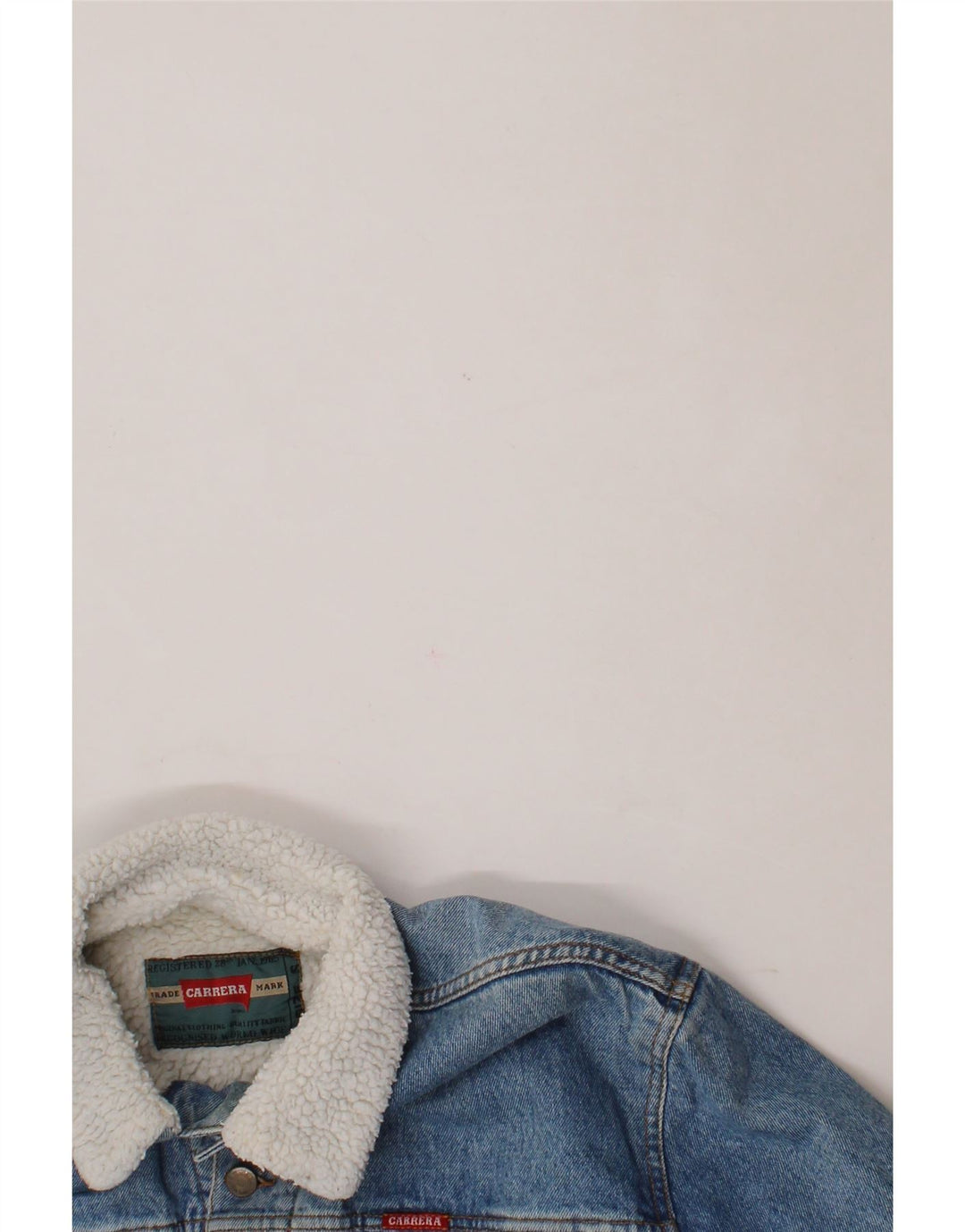 CARRERA Mens Denim Sherpa Jacket UK 36 Small Blue Cotton Classic Vintage Carrera and Second-Hand Carrera from Messina Hembry 