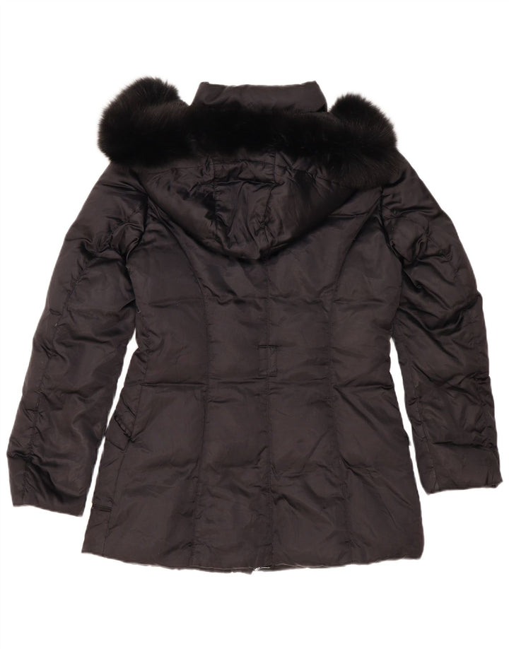 Abrigo Mujer Trussardi Acolchado Con Capucha IT 42 Medium Negro Poliéster